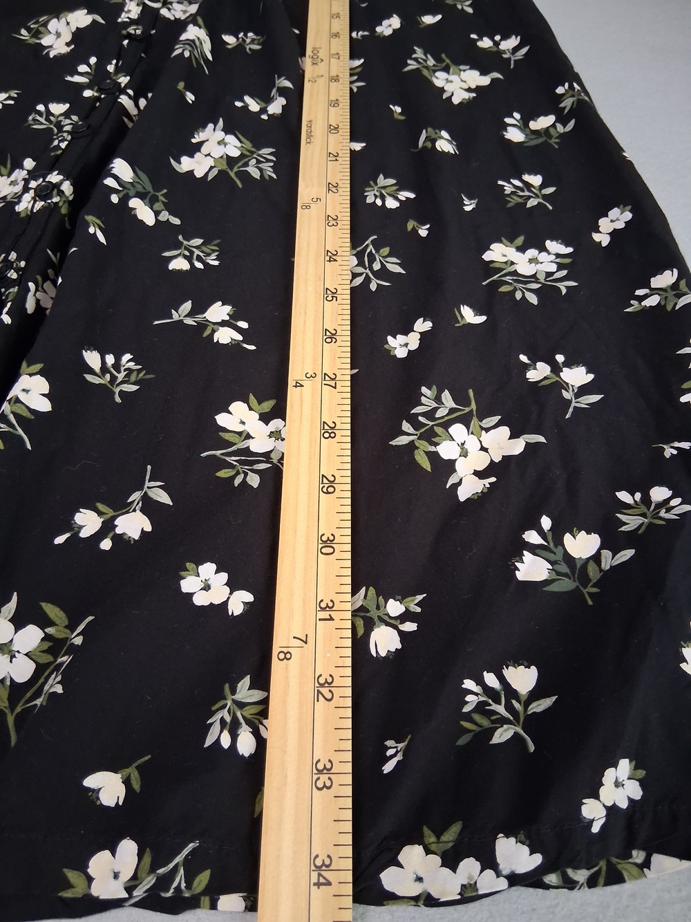 Old Navy Black Floral Button Front Mini Dress Women's Large Boho Cottagecore - Picture 7 of 10
